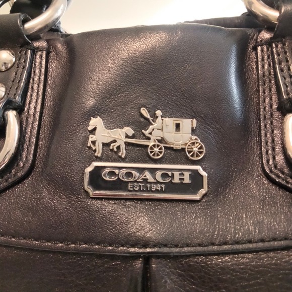 Coach Black Leather Purse Satchel Handbag - Picture 2 of 16